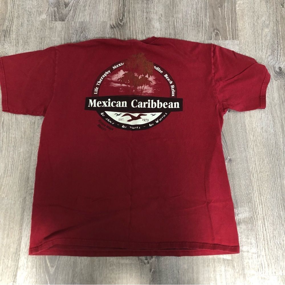 Vintage Y2K Riviera Maya Mexico Maroon Short Sleeve T Shirt‎ Size XL Caribbean